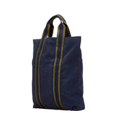 エルメス フールトゥ カバス トートバッグ ハンドバッグ ネイビー グリーン キャンバス レディース HERMES 【中古】